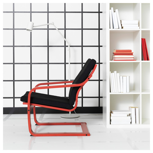 POÄNG Low-back armchair, red/Vissle black