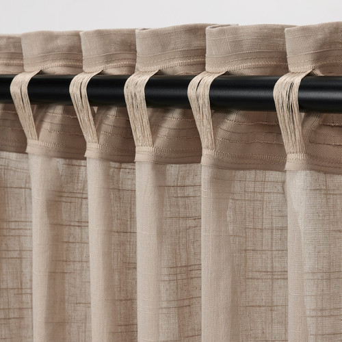 SILVERLÖNN Sheer curtains, 1 pair, beige, 145x300 cm