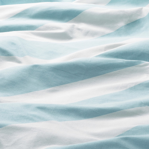 SLÖJSILJA Duvet cover and pillowcase, light blue/white/stripe, 150x200/50x60 cm