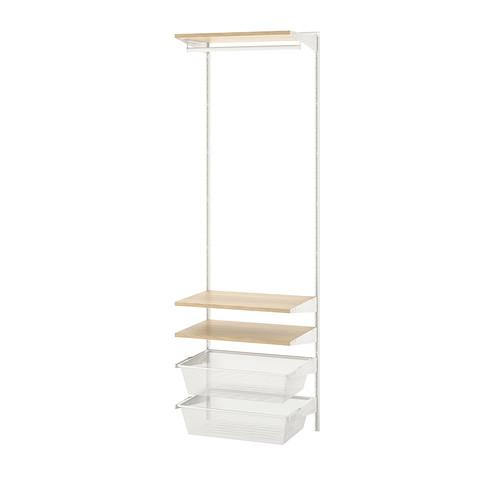 BOAXEL Wardrobe combination, white/oak, 62x40x201 cm