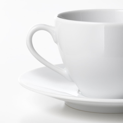 VÄRDERA Coffee cup and saucer, white, 20 cl