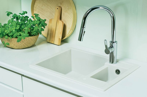 Cooke&Lewis Granite Kitchen Sink Jayson 1.5 Bowl, white