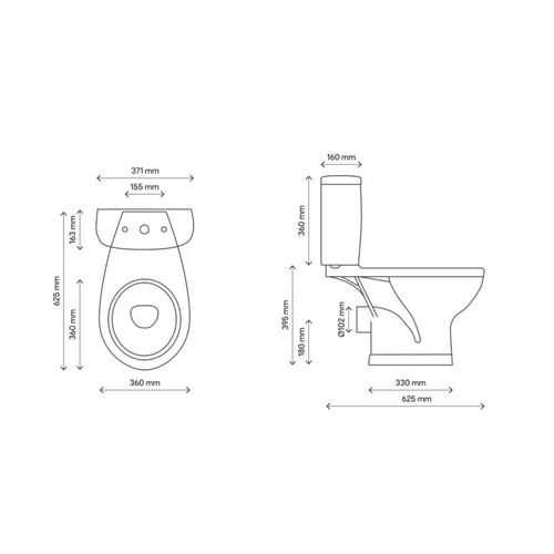 Kolo WC Compact Piano 3/6 l with Soft-close Seat Horizontal