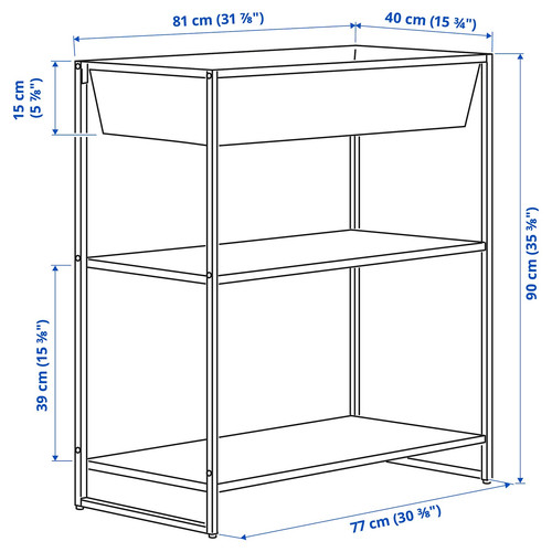 JOSTEIN Shelving unit with container, in/outdoor/metal white, 81x40x90 cm