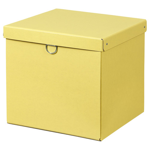 NIMM Storage box with lid, yellow, 32x30x30 cm