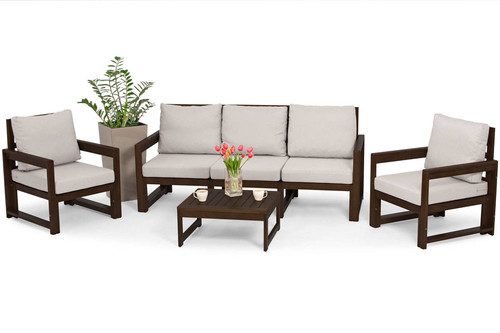 Garden Furniture Set Malta for 5 persons, dark brown/grey