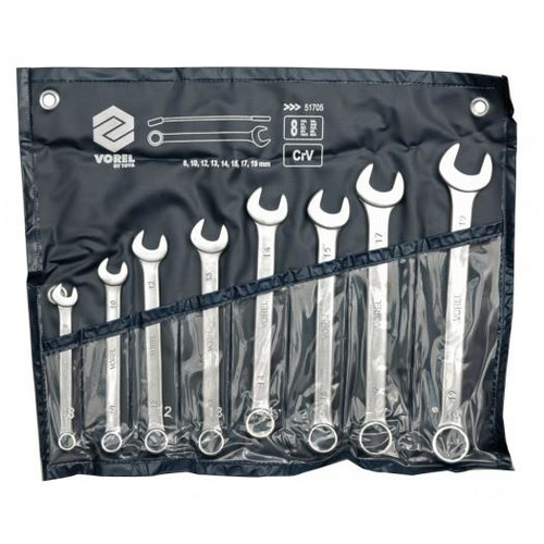 Vorel Combination Spanner Set 7pcs 8-19mm CrV Satin