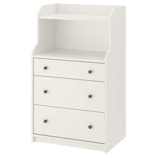 HAUGA Chest of 3 drawers with shelf, white, 70x116 cm