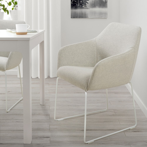 TOSSBERG Chair, metal white/Gunnared beige