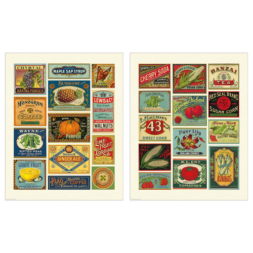 BILD Poster, vintage food labels collage, 40x50 cm, 2 pack