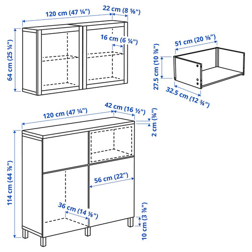 BESTÅ Storage combination w doors/drawers, black-brown Lappviken/Sindvik/Stubbarp black-brown clear glass, 120x42x240 cm