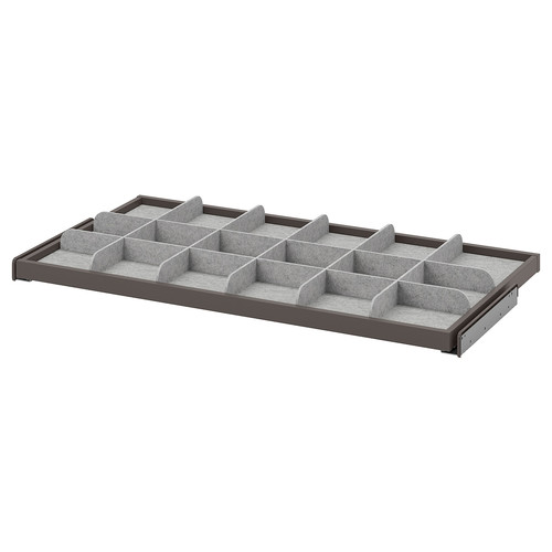 KOMPLEMENT Pull-out tray with divider, dark grey/light grey, 100x58 cm