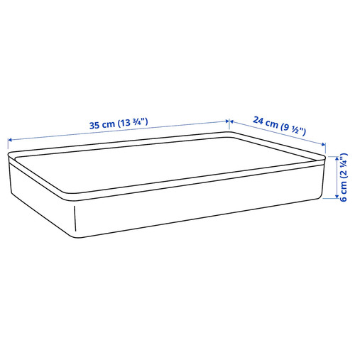 HARVMATTA Box with lid, anthracite, 24x35x6 cm