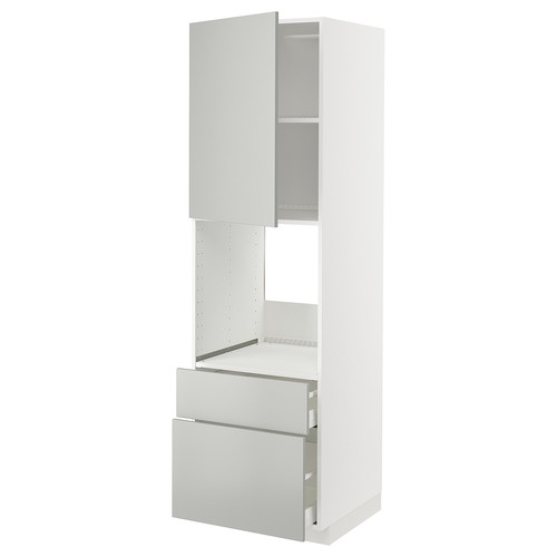 METOD / MAXIMERA Hi cab f ov w dr/2 frnt/1 m/1 h drw, white/Havstorp light grey, 60x60x200 cm