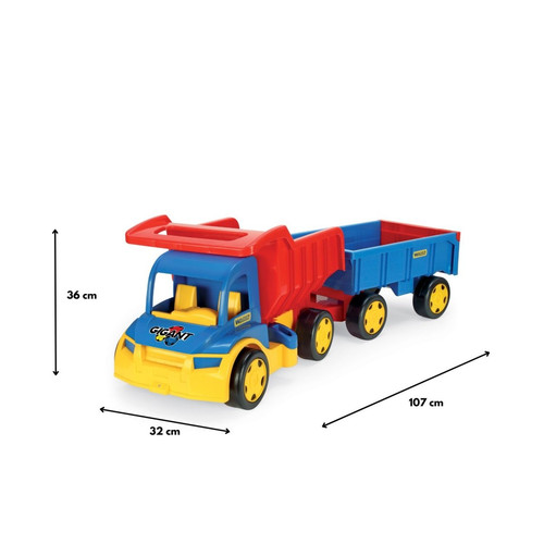 Giant Truck and Trailer Set 107cm, assorted colours, 12m+