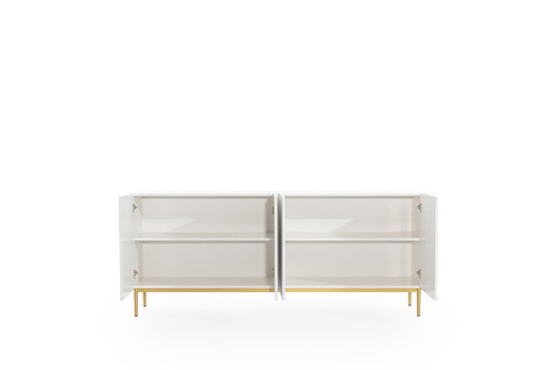Four-Door Cabinet Nicole 200cm, matt white, gold legs