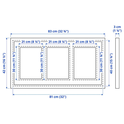 RÖDALM Frame for 3 picture, black, 81x40 cm