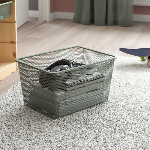 TROFAST Storage combination with boxes, light white stained pine grey-blue/light green-grey, 93x44x52 cm