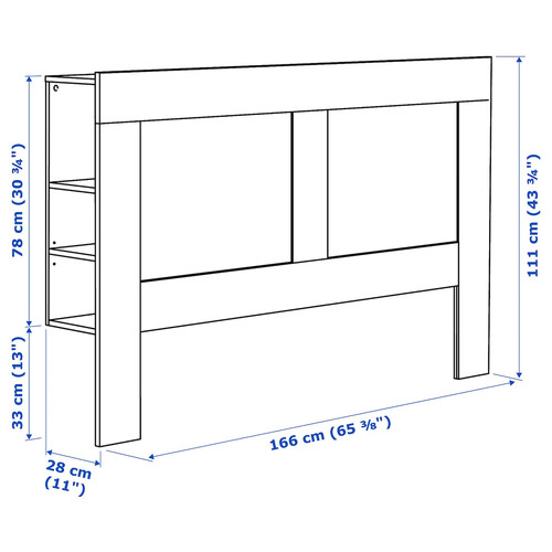 BRIMNES Headboard with storage compartment, white, 160 cm