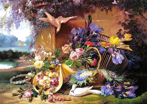 Castorland Jigsaw Puzzle Copy of Elegant Still Life with Flowers, Eugene Bidau 2000pcs 9+