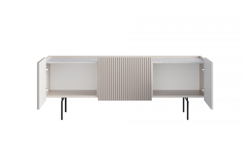 TV Cabinet Malmi 150 cm, cashmere, crema bianca, black legs