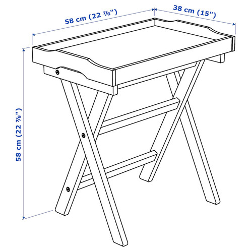 MARYD Tray table, grey, 58x38 cm