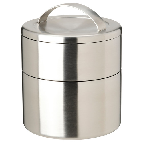 FÖRSKAFFA Insulated tiffin box, 2 tiers, stainless steel