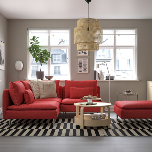 SÖDERHAMN Corner sofa, 3-seat, Tonerud red