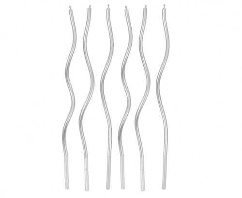 Birthday Candles Twisted 6pcs, silver