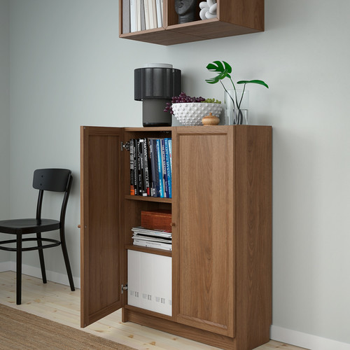 BILLY / EKET Storage combination with doors, brown walnut effect