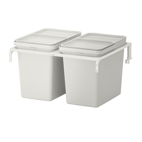 HÅLLBAR Waste sorting solution, for METOD kitchen drawer, light grey, 42 l