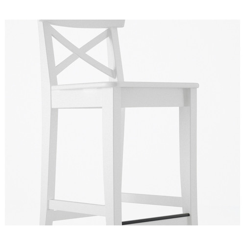 INGOLF Bar stool with backrest, white, 74 cm