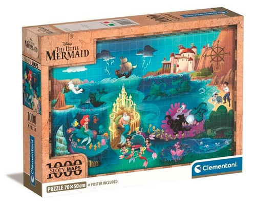 Clementoni Jigsaw Puzzle Compact Disney Maps Little Mermaid 1000pcs 10+