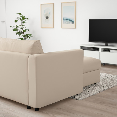 VIMLE 3-seat sofa-bed with chaise longue, Hallarp beige