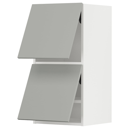 METOD Wall cab horizo 2 doors w push-open, white/Havstorp light grey, 40x80 cm