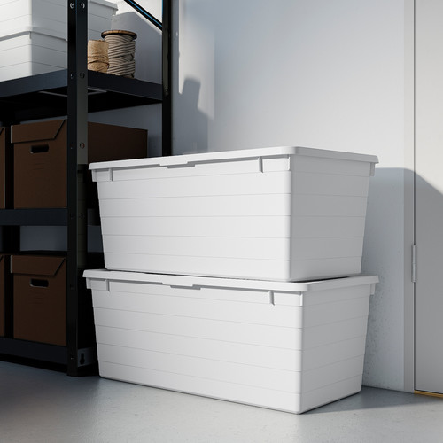 SOCKERBIT Storage box with lid, white, 38x76x30 cm