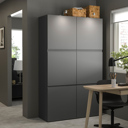 BESTÅ Storage combination with doors, dark grey/Västerviken dark grey, 120x42x193 cm