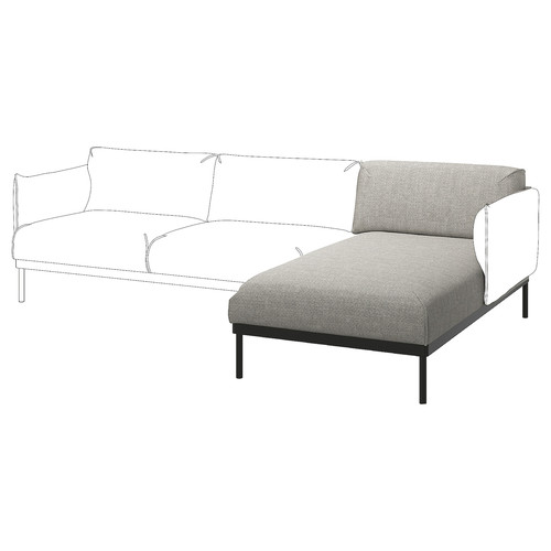 ÄPPLARYD Chaise longue section, Lejde light grey