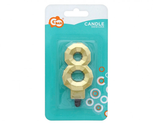 Birthday Candle 8 Diamond 7.6cm, gold