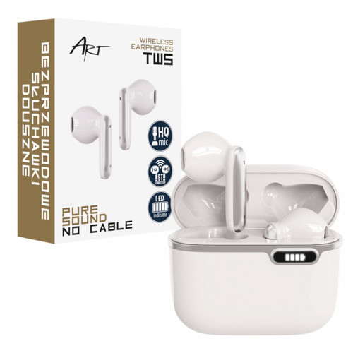 ART Wireless Earphones TWS with HQ Microphone, white