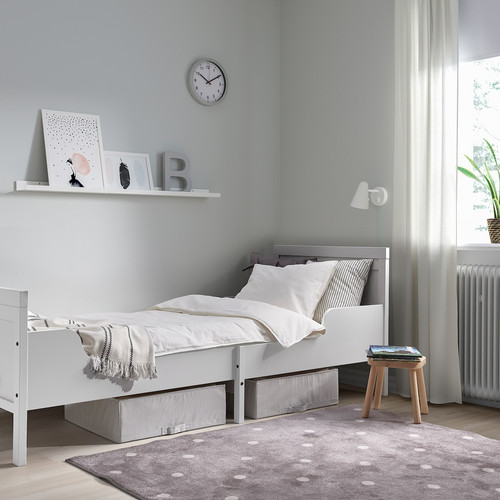 SUNDVIK Ext bed frame with slatted bed base, grey, 80x200 cm