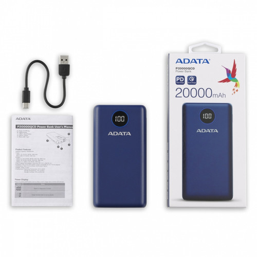 Adata Power Bank Powerbank 20000mAh QC/PD P20000QCD, blue