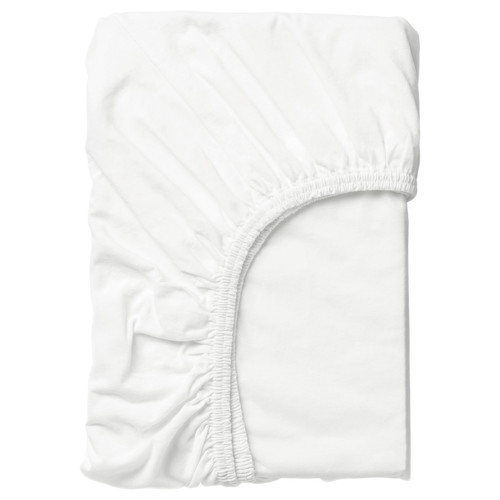 LEN Fitted sheet, white, 70x160 cm