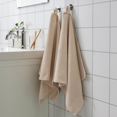 VINARN Hand towel, light grey/beige, 50x100 cm