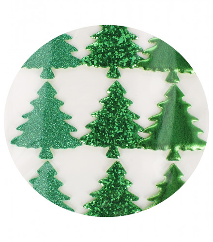 Craft Christmas Self-Adhesive Decoration Set Christmas Tree 9pcs, green