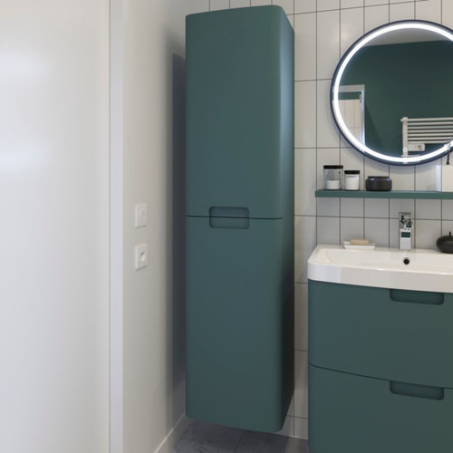 GoodHome Wall-mounted Bathroom High Cabinet Himalia 160 cm, green