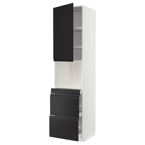 METOD / MAXIMERA Hi cab f micro combi w door/3 drwrs, white/Upplöv matt anthracite, 60x60x240 cm