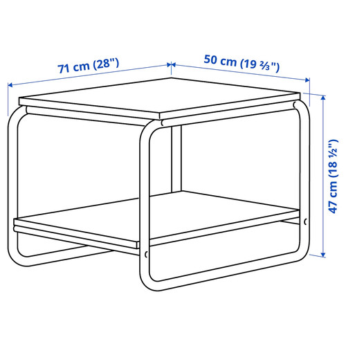 BAGGBODA Side table, white, 71x50 cm