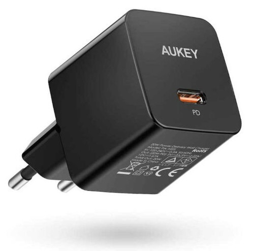 Aukey Mini Charger EU Plug 1xUSB-C 20W PD PA-Y20S, black