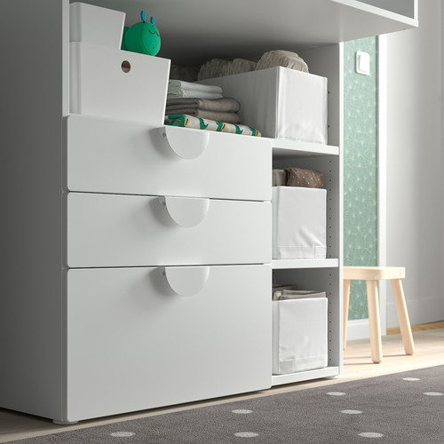 SMÅSTAD Changing table, white light green/with 3 drawers, 90x79x100 cm